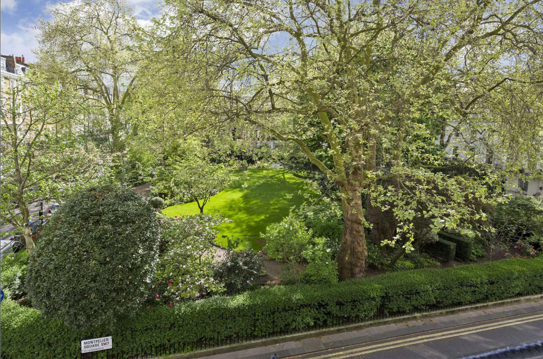 view from a property looking down into a London garden sqaure